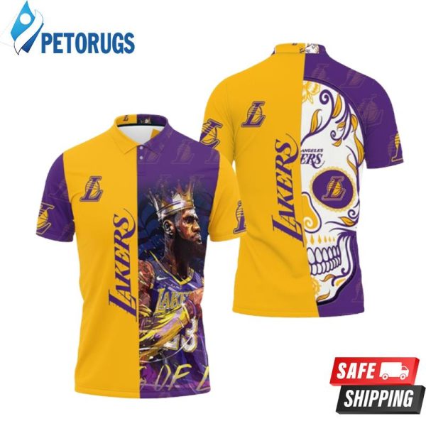 23 Lebron James Los Angeles Lakers Nba Western Conference Skull Logo Polo Shirt