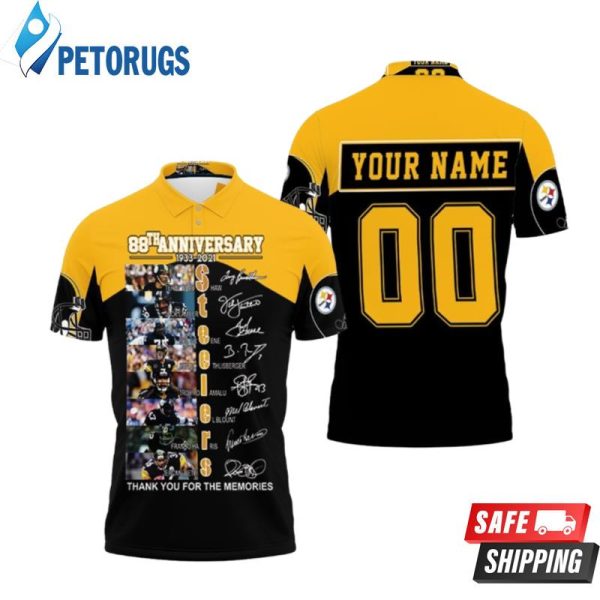 88th Anniversary Pittsburgh Steelers Great Player Thank You For The Memories American Flag Personalized Polo Shirt