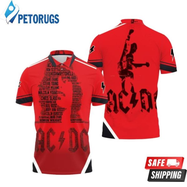 Acdc Angus Young Typogprahy Polo Shirt