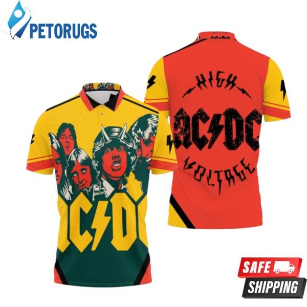 Acdc Demon Red Yellow Polo Shirt