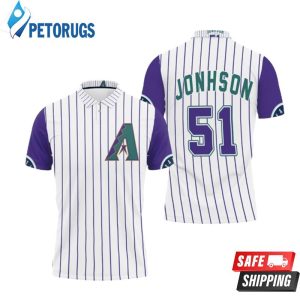 Arizona Diamondbacks Randy Johnson 51 Mlb White Purple Inspired Polo Shirt