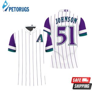 Arizona Diamondbacks Randy Johnson 51 Mlb White Purple Inspired Style Polo Shirt