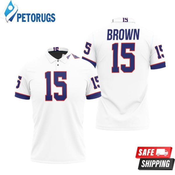 Art Buffalo Bills John Brown #15 Great Player Nfl American Football Team White Vintage Bills Fans Polo Shirt