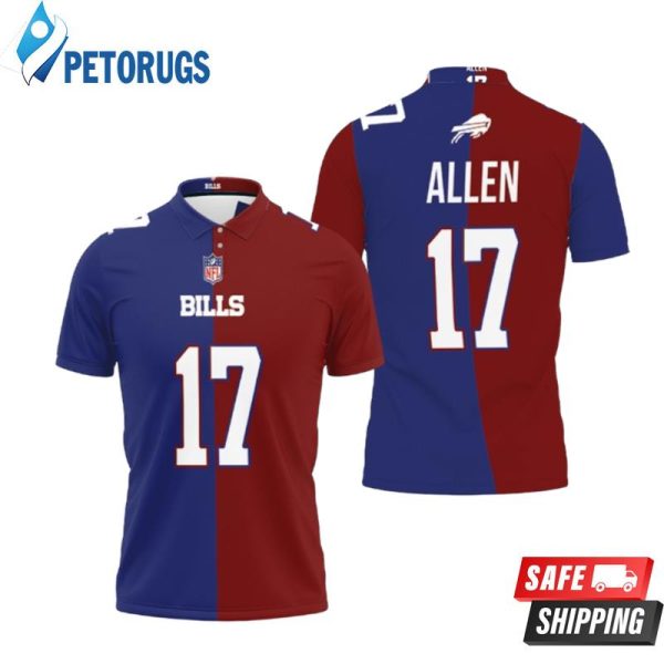 Art Buffalo Bills Josh Allen #17 Great Player Nfl Vapor Limited Royal Red Two Tone Style Polo Shirt