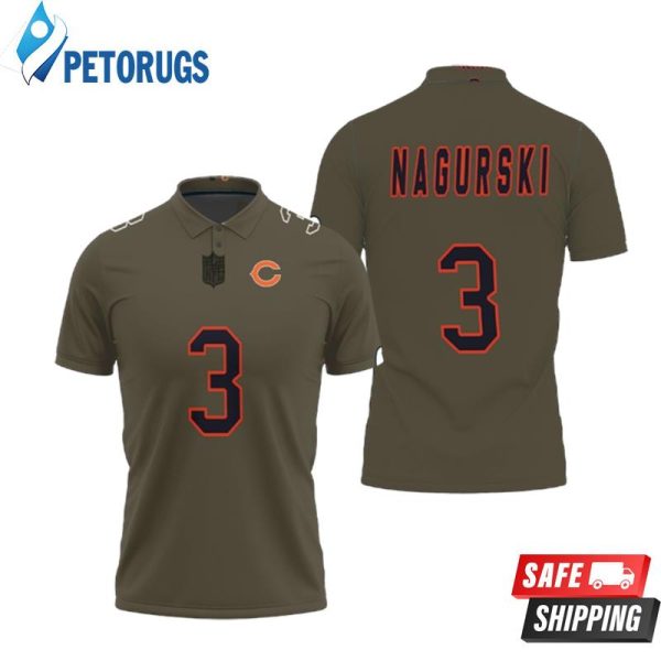 Art Chicago Bears Bronko Nagurski #3 Great Player Nfl Salute To Service Retired Player Limited Olive Style Polo Shirt