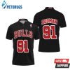 Art Chicago Bulls Dennis Rodman #91 Nba Great Player Throwback Black Style Polo Shirt