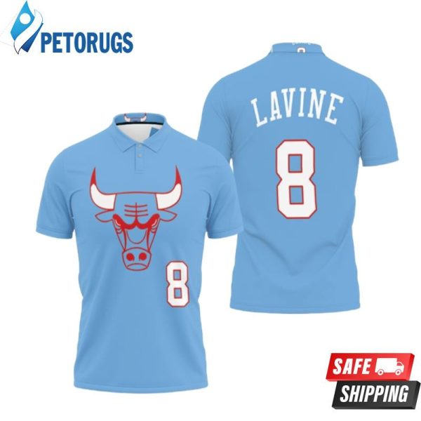 Art Chicago Bulls Zach Lavine 8 City Edition Blue Inspired Polo Shirt