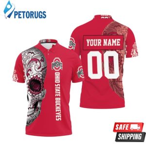 Art Ohio State Buckeyes Sugar Skull Personalized Polo Shirt