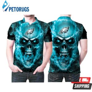 Art Philadelphia Eagles Blue Vapor Skull Polo Shirt