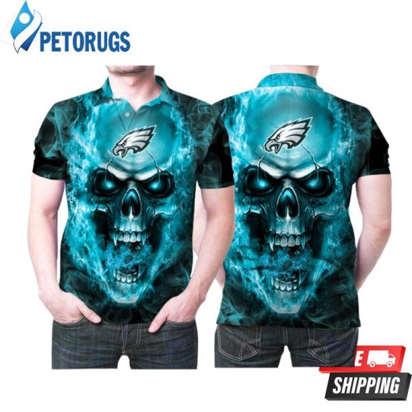 Art Philadelphia Eagles Blue Vapor Skull Polo Shirt