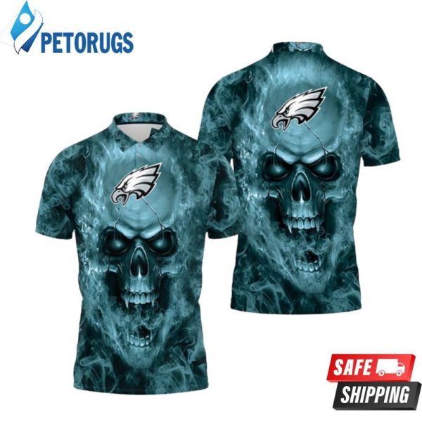 Art Philadelphia Eagles Nfl Fans Skull Polo Shirt