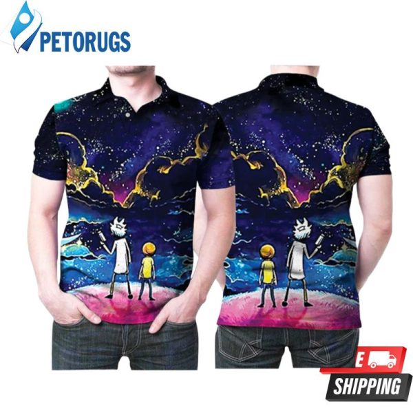 Art Rick And Morty Cartoon Movies Series Galaxy Polo Shirt