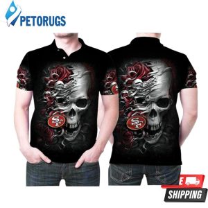 Art San Francisco 49ers Skull Rose Flower Polo Shirt