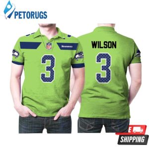 Art Seattle Seahawks Russell Wilson #3 Nfl American Football Green Color Rush Legend Polo Shirt