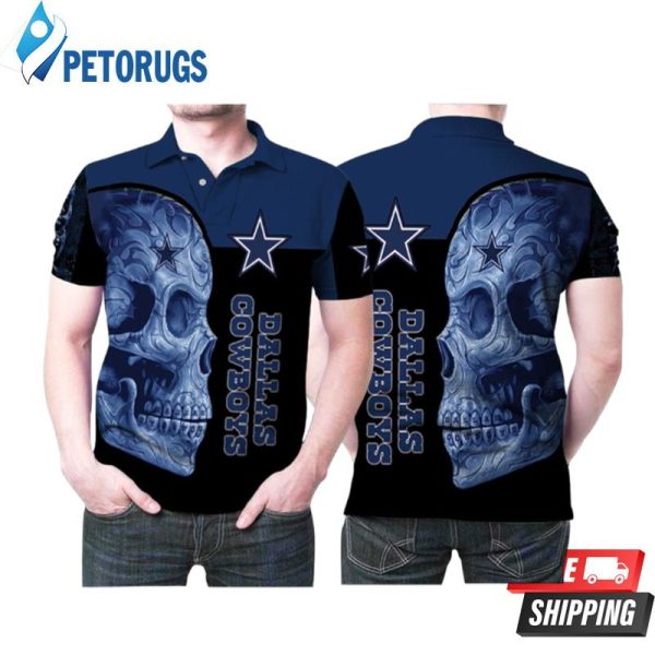 Art Sugar Skull Dallas Cowboys Nfl Flower Pattern Polo Shirt