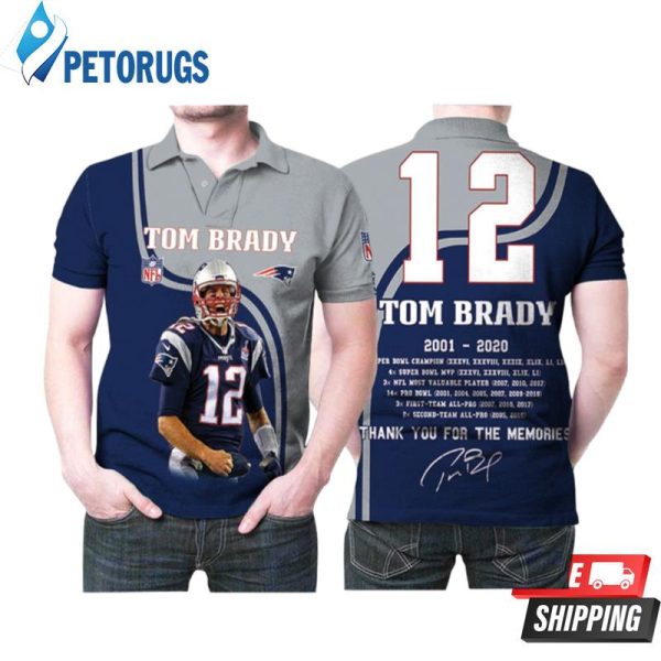 Art Tom Brady 12 New England Patriots Highlight Career Signatures Polo Shirt