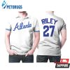 Atlanta Braves Austin Riley #27 Mlb Big Tall Cooperstown Collection Mesh Wordmark For Atlanta Fans Polo Shirt