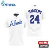 Atlanta Braves Deion Sanders #42 Mlb Big Tall Cooperstown Collection Mesh Wordmark Polo Shirt