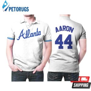 Atlanta Braves Hank Aaron #44 Mlb Big Tall Cooperstown Collection Mesh Wordmark For Atlanta Fans Polo Shirt