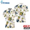 Baby Yoda Hugging Kiwis Seamless Tropical Blue And Green Leaves On White Polo Shirt