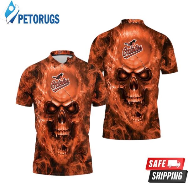 Baltimore Orioles Mlb Fans Skull 2 Polo Shirt