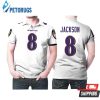 Baltimore Ravens Lamar Jackson #8 Nfl Great Player White 100th Season For Baltimore Fans Polo Shirt