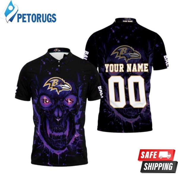 Baltimore Ravens Nfl Skull For Fan Personalized 2 Polo Shirt