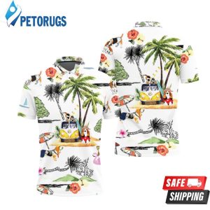 Basset Hound Hawaiian Hawaii Beach Retro Polo Shirt