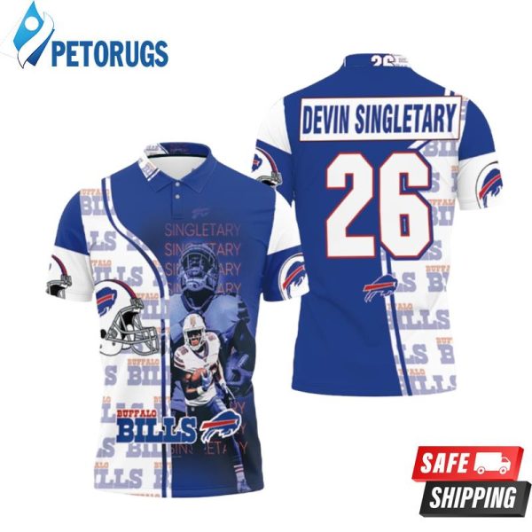 Buffalo Bills 26 Devin Singletary Afc East Polo Shirt