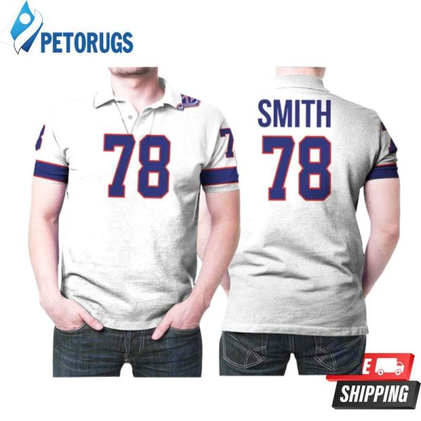 Buffalo Bills Bruce Smith #78 Great Player Nfl American Football Team White Vintage For Bills Fans Polo Shirt