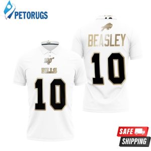 Buffalo Bills Cole Beasley #10 Nfl White 100th Season Golden Edition Style Polo Shirt