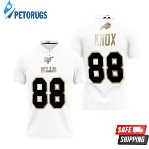 Buffalo Bills Dawson Knox #88 Nfl White 100th Season Golden Edition Style Polo Shirt