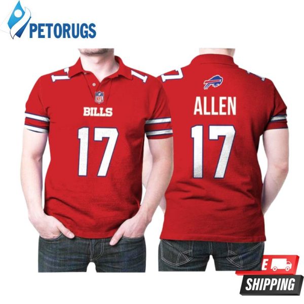 Buffalo Bills Josh Allen #17 Great Player Nfl American Football Red Color Rush Style Gift For Bills Fans Polo Shirt