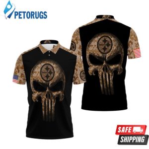 Camouflage Skull Pittsburgh Steelers American Flag Polo Shirt