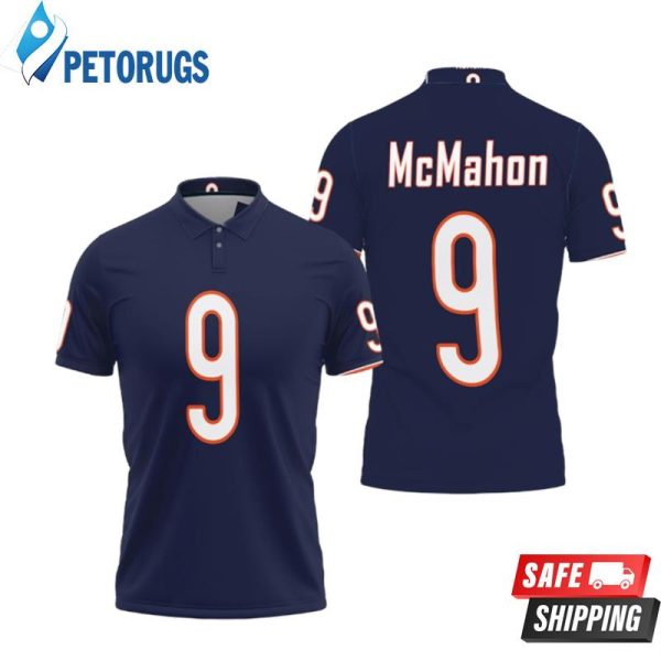 Chicago Bears Jim Mcmahon #9 Great Player Nfl American Football Team Legacy Vintage Navy Polo Shirt