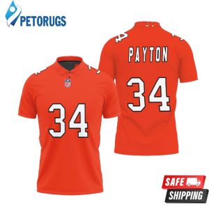 Chicago Bears Walter Payton #34 Nfl Great Player American Football Team Custom Game Orange Polo Shirt