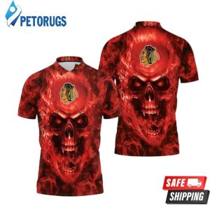 Chicago Blackhawks Nhl Fans Skull Polo Shirt