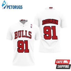 Chicago Bulls Dennis Rodman #91 Nba Great Player Throwback White Style Polo Shirt