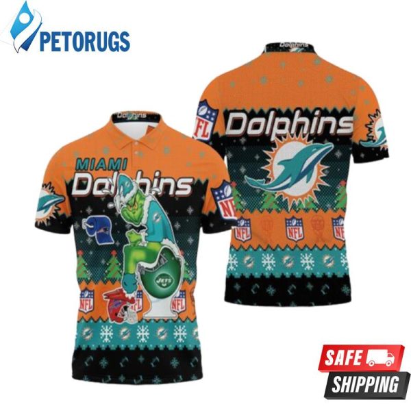 Christmas Dolphins Grinch In Toilet Christmas Knitting Pattern Sweat Polo Shirt