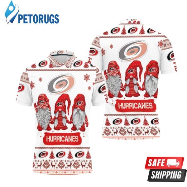 Christmas Gnomes Carolina Hurricanes Ugly Sweat Christmas Polo Shirt