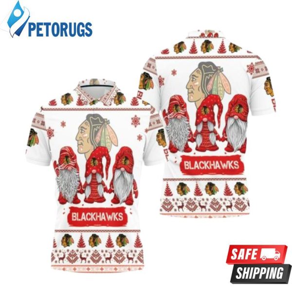 Christmas Gnomes Chicago Blackhawks Ugly Sweat Christmas Polo Shirt