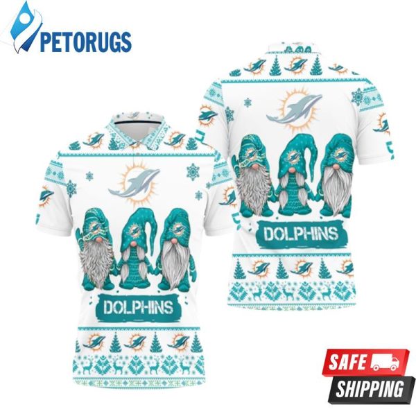 Christmas Gnomes Dolphins Ugly Sweat Christmas Polo Shirt