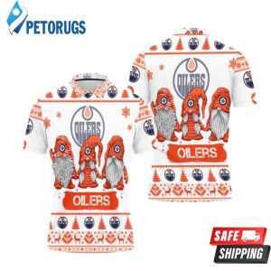 Christmas Gnomes Edmonton Oilers Ugly Sweat Christmas Polo Shirt