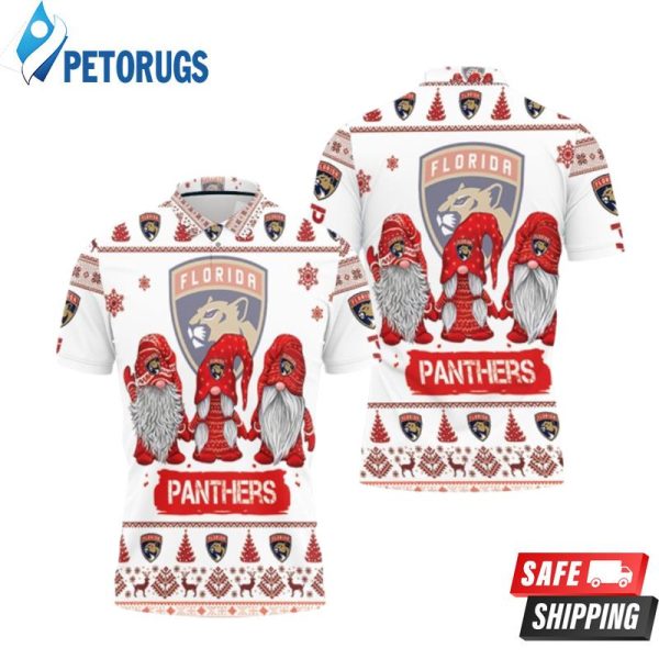 Christmas Gnomes Florida Panthers Ugly Sweat Christmas Polo Shirt