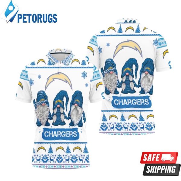 Christmas Gnomes Los Angeles Chargers Ugly Sweat Christmas Polo Shirt