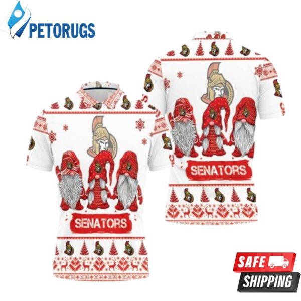 Christmas Gnomes Ottawa Senators Ugly Sweat Christmas Polo Shirt