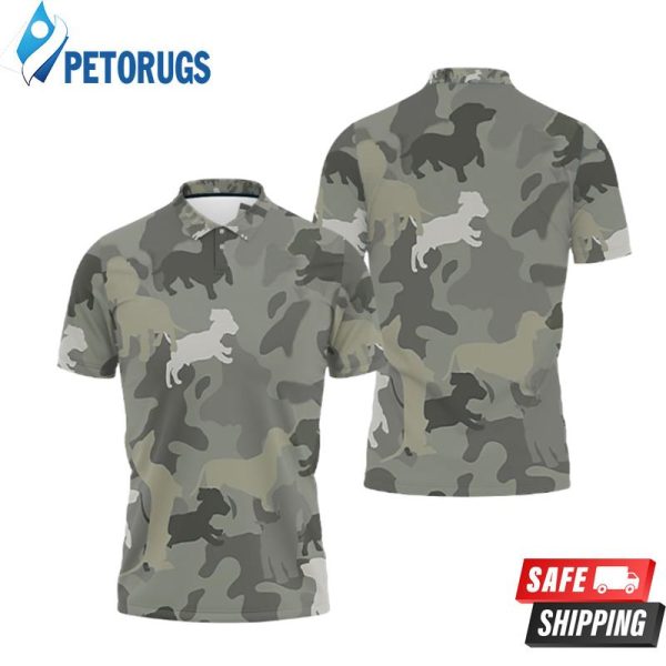 Dachshund Pattern Camouflage Style For Dog Lover Sweater Printed Polo Shirt