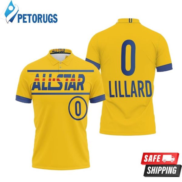 Damian Lillard Blazers All-star Western Conference Gold Inspired Style Polo Shirt