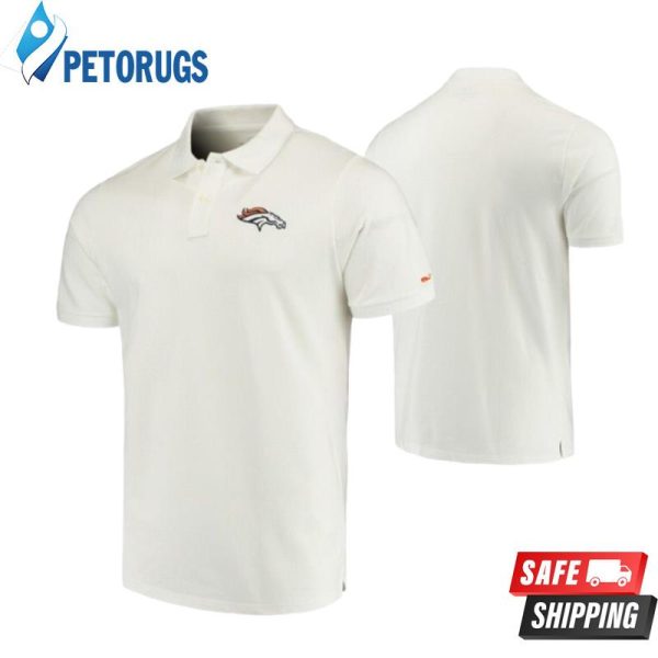 Denver Broncos White Stretch Pique Polo Shirt