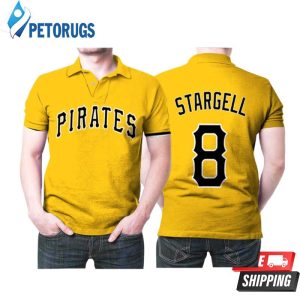 Design Pittsburgh Pirates Willie Stargell #8 Mlb Great Player Baseball Team Logo Majestic Official Gold 2019 Polo Shirt